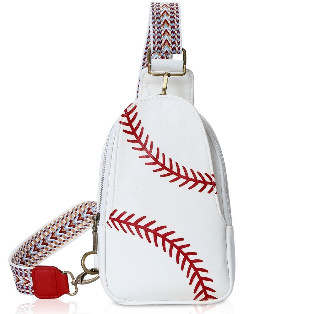 2947 Small Baseball Sling Bag Baseball Purse Trap Crossbody Bag Mom PU